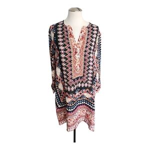 I. Madeline Floral Tunic Top Size M | Boho High-Low Blouse 3/4 Sleeve